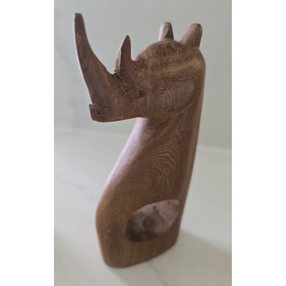 Vintage African Animals‎ Besmo Kenya Hand Carved Wooden Napkin Rings Set Of Six